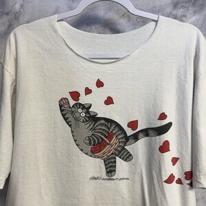 Vintage Crazy Shirts B Kliban Cat T Shirt XL White Hearts